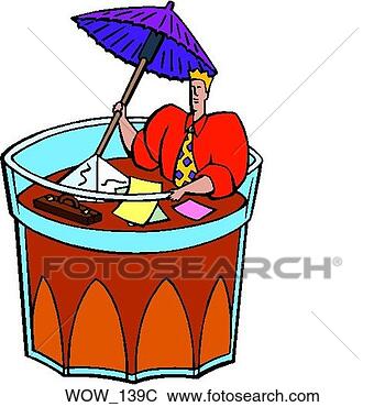 Clip Art - man holding drink 
parasol sitting 
in giant drink 
with ice cube. 
fotosearch - search 
clipart, illustration, 
drawings and vector 
eps graphics images