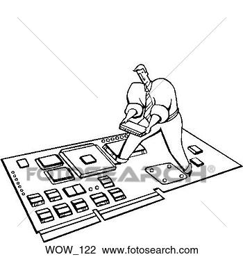 Clipart - man installing 
ram chip on giant 
computer circuit 
board. fotosearch 
- search clipart, 
illustration, 
drawings and vector 
eps graphics images