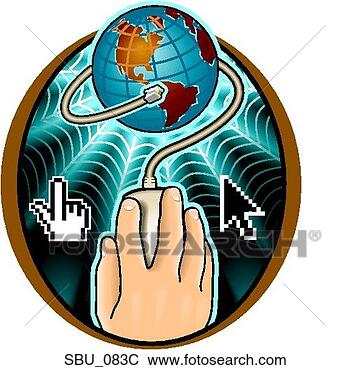 Clip Art - hand moving computer 
mouse connected 
to globe; globe 
resting on large. 
fotosearch - search 
clipart, illustration, 
drawings and vector 
eps graphics images
