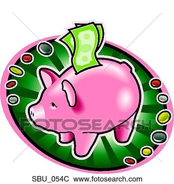 Clipart - piggy,  banco, 
 papel,  dinheiro, 
 ranhura,  moedas, 
 ao redor. fotosearch 
- busca de ilustrações 
clipeart e desenhos