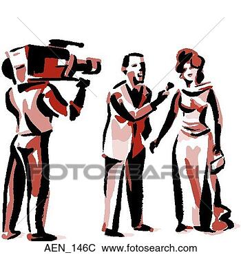 Clip Art - man holding microphone 
in front of woman; 
man with tv camera 
filming. fotosearch 
- search clipart, 
illustration, 
drawings and vector 
eps graphics images