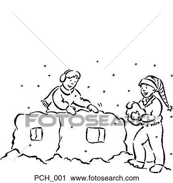 Clipart - boys building 
snow fort. fotosearch 
- search clipart, 
illustration, 
drawings and vector 
eps graphics images