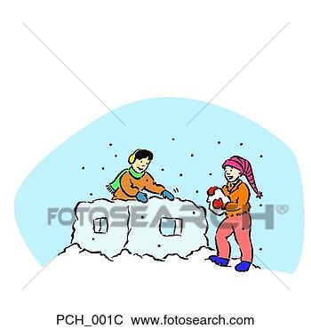 Clip Art - boys building 
snow fort. fotosearch 
- search clipart, 
illustration, 
drawings and vector 
eps graphics images