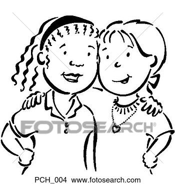 Clipart - two girls with 
arms around each 
other. fotosearch 
- search clipart, 
illustration, 
drawings and vector 
eps graphics images