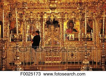 Stock Photo - cyprus, monastery 
of kykkos, iconostasis. 
fotosearch - search 
stock photos, 
pictures, images, 
and photo clipart