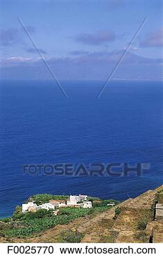 Stock Photography - spain, canary 
islands, la gomera, 
agulo and tenerife 
in the distance. 
fotosearch - search 
stock photos, 
pictures, images, 
and photo clipart