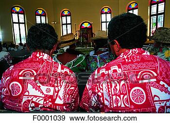 Stock Photograph - french polynesia, 
moorea island, 
protestant mass. 
fotosearch - search 
stock photos, 
pictures, images, 
and photo clipart