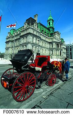 Stock Photography - quebec, montreal, 
barouche in front 
of former city 
hall. fotosearch 
- search stock 
photos, pictures, 
images, and photo 
clipart