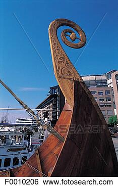 Stock Photo - oslo, bryggen 
pier, viking boat 
replica. fotosearch 
- search stock 
photos, pictures, 
images, and photo 
clipart