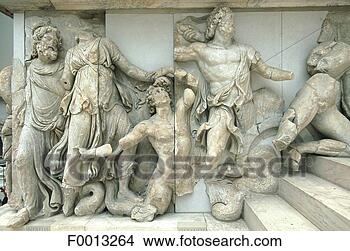 Stock Photo - pergamon museum, 
stone frieze from 
the pergame temple. 
fotosearch - search 
stock photos, 
pictures, images, 
and photo clipart