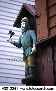 Stock Photography - norway, bergen, 
wooden sculputer 
in brydden district. 
fotosearch - search 
stock photos, 
pictures, images, 
and photo clipart
