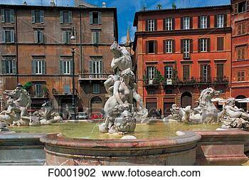 Stock Photo - italy, rome, navona 
square, neptune 
fountain. fotosearch 
- search stock 
photos, pictures, 
images, and photo 
clipart