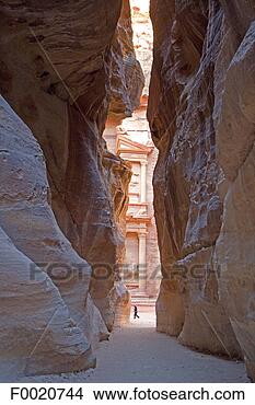Stock Photo - jordan, petra, 
al khazneh from 
siq canyon. fotosearch 
- search stock 
photos, pictures, 
images, and photo 
clipart