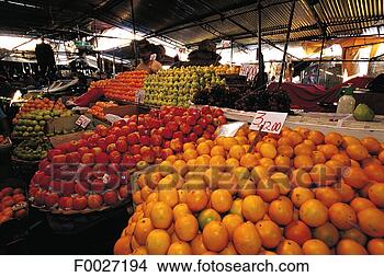 图片在线 - 毛里求斯, port-louis, 市场, 水果, 出售