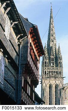 Stock Photo - france, brittany, 
quimper, the cathedral 
in the medieval 
town. fotosearch 
- search stock 
photos, pictures, 
images, and photo 
clipart