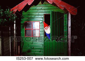 Picture - garden gnome inside 
shed. fotosearch 
- search stock 
photos, pictures, 
images, and photo 
clipart