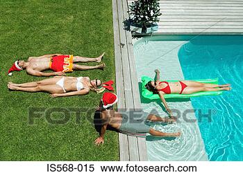 Stock Image - christmas by the 
swimming pool. 
fotosearch - search 
stock photos, 
pictures, images, 
and photo clipart