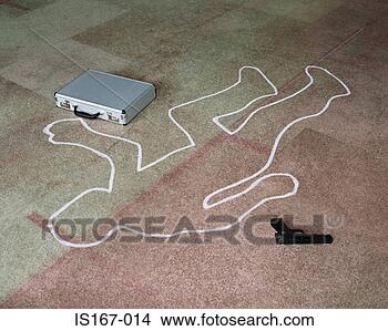 Stock Photo - chalk outline 
with gun and briefcase. 
fotosearch - search 
stock photos, 
pictures, images, 
and photo clipart