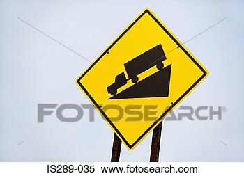 Stock Image - hill warning sign. 
fotosearch - search 
stock photos, 
pictures, images, 
and photo clipart