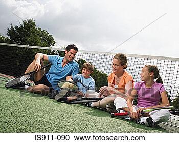 Stock Photography - family sitting 
on a tennis court. 
fotosearch - search 
stock photos, 
pictures, images, 
and photo clipart