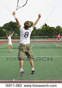 Stock Photo - people celebrating 
on tennis court. 
fotosearch - search 
stock photos, 
pictures, images, 
and photo clipart