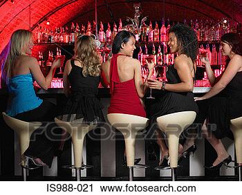 Stock Photography - five women sitting 
at bar. fotosearch 
- search stock 
photos, pictures, 
images, and photo 
clipart