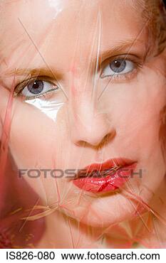 Stock Photography - woman with plastic 
over her face. 
fotosearch - search 
stock photos, 
pictures, images, 
and photo clipart