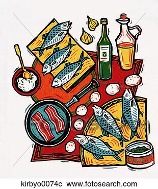 Hazır Fotoğraflar - aşçilik,  süthane, 
 fish,  yemek, 
 ingredients, 
 et,  spices. 
fotosearch - foto, 
resim, görüntü 
ve foto klipart 
ara