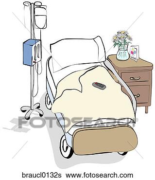 of Hospital Bed braucl0132s - Search Clip Art, Drawings, Fine Art ...