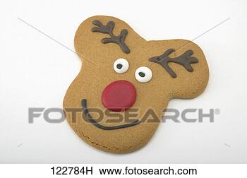 Stock Photo - detail view of 
a rudolph the 
red nosed reindeer 
cookie. fotosearch 
- search stock 
photos, pictures, 
images, and photo 
clipart