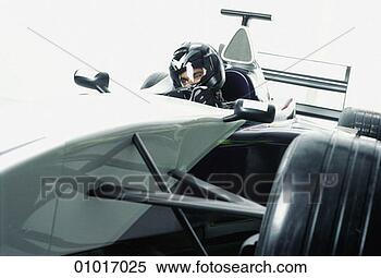 Banco de Imagem - fórmula,  car, 
 motorista,  cabina 
piloto,  seu, 
 capacete. fotosearch 
- busca de fotos, 
imagens e clipart