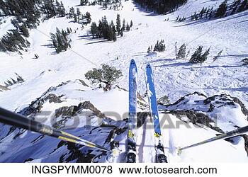 Stock Photo - high angle view 
of a pair of skis 
on the edge of 
a cliff. fotosearch 
- search stock 
photos, pictures, 
images, and photo 
clipart