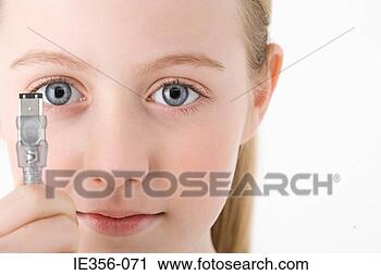Stock Photography - girl with plug. 
fotosearch - search 
stock photos, 
pictures, images, 
and photo clipart