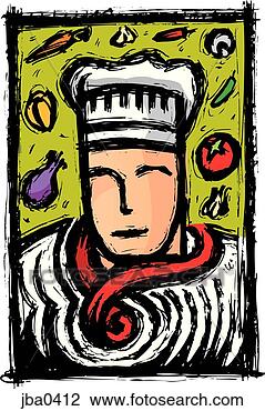Clip Art - chef and vegetables. 
fotosearch - search 
clipart, illustration, 
drawings and vector 
eps graphics images