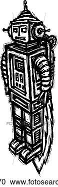 Stock Illustration - futuristic robot 
b&w. fotosearch 
- search clipart, 
illustration, 
drawings and vector 
eps graphics images