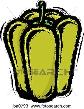 Drawing - green bell pepper. 
fotosearch - search 
clipart, illustration, 
drawings and vector 
eps graphics images