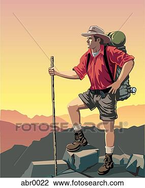 Clip Art - hiker in landscape. 
fotosearch - search 
clipart, illustration, 
drawings and vector 
eps graphics images