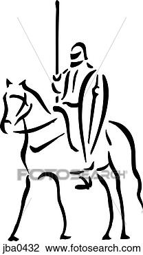 Clip Art - knight on a horse 
b&w. fotosearch 
- search clipart, 
illustration, 
drawings and vector 
eps graphics images