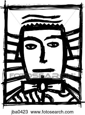 Drawing - man wearing a 
bow tie b&w. fotosearch 
- search clipart, 
illustration, 
drawings and vector 
eps graphics images