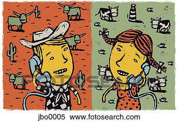 Stock Illustration - man and woman 
talking on the 
phone. fotosearch 
- search clipart, 
illustration, 
drawings and vector 
eps graphics images