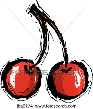 Stock Illustration - two cherries. 
fotosearch - search 
clipart, illustration, 
drawings and vector 
eps graphics images