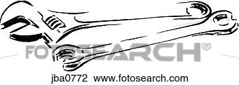 Clip Art - two wrenches b&w. 
fotosearch - search 
clipart, illustration, 
drawings and vector 
eps graphics images