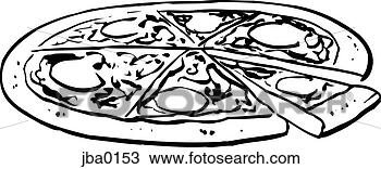 Drawing - whole pizza b&w. 
fotosearch - search 
clipart, illustration, 
drawings and vector 
eps graphics images