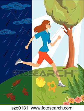 Clipart - woman leaping 
into a new year 
of fitness. fotosearch 
- search clipart, 
illustration, 
drawings and vector 
eps graphics images