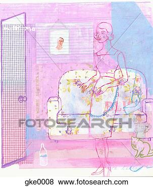 Stock Illustration - woman standing 
in her living 
room. fotosearch 
- search clipart, 
illustration, 
drawings and vector 
eps graphics images
