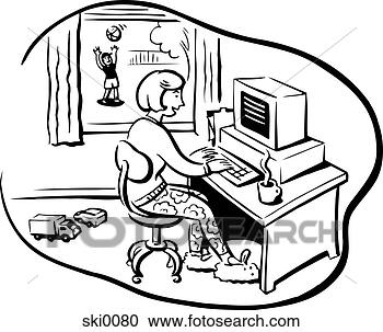 Stock Illustration - working at home 
b&w. fotosearch 
- search clipart, 
illustration, 
drawings and vector 
eps graphics images
