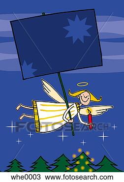 Drawing - angel carrying 
a sign. fotosearch 
- search clipart, 
illustration, 
drawings and vector 
eps graphics images