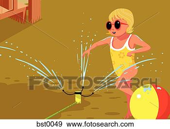 Stock Illustration - child playing 
in the sprinkler. 
fotosearch - search 
clipart, illustration, 
drawings and vector 
eps graphics images