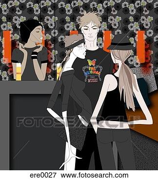 Stock Illustration - flirting at the 
bar. fotosearch 
- search clipart, 
illustration, 
drawings and vector 
eps graphics images