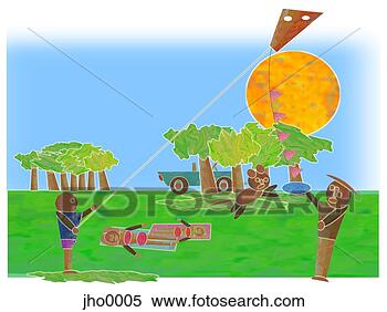 Stock Illustration - flying kites in 
the park. fotosearch 
- search clipart, 
illustration, 
drawings and vector 
eps graphics images